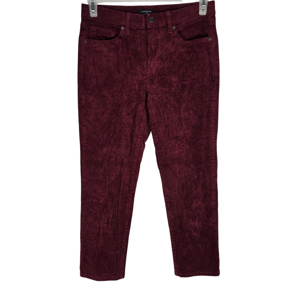 Banana Republic Pants Womens 28/6 Petite High-Rise Slim Burgundy Corduroy EUC